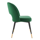 Modway Rouse Performance Velvet Dining Side Chairs - Emerald - 2 Pack-Mid-Century Modern Design