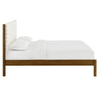 Modway Olea Channel Tufted Boucle Solid Wood Queen Platform Bed - Feather Walnut-Sturdy Wood Slats