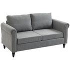 HOMCOM Loveseat Sofa with Curved Armrests - Light Grey-Chenille-feel fabric offers a luxuriously soft and comfortable texture