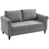 HOMCOM Loveseat Sofa with Curved Armrests - Light Grey-Chenille-feel fabric offers a luxuriously soft and comfortable texture