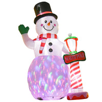 HOMCOM Lit Inflatable Snowman with Light Ball Christmas Decoration-Snowman with north pole sign inflatable brings a cohesive Christmas display together 