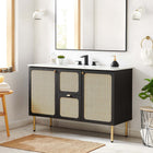 Modway Chaucer 48" Single Sink Bathroom Vanity - Black/White-Metal Cabinet Knobs