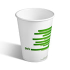 Perk Compostable Paper Hot Cup - 12 Oz. - White Green - 50 Pack-Lined with PLA to protect against leaks