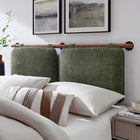 Modway - Anela Fixé au mur Chenille recouverte Tête de lit complète, Noyer sauge-Sangles velcro