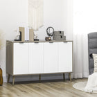 HOMCOM Modern 47.2" L Sideboard Buffet Cabinet - Brown-Embossed chevron pattern on the door panels for a cool stand-out look