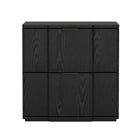 Manhattan Comfort Clive 22" Mid-Century Modern 2-Drawer Nightstand - Black and Gold-Clean-lined nightstand crafted from manufactured wood with metal accents for a refined, modern bedroom look