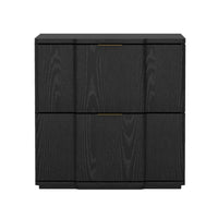 Manhattan Comfort Clive 22" Mid-Century Modern 2-Drawer Nightstand - Black and Gold-Clean-lined nightstand crafted from manufactured wood with metal accents for a refined, modern bedroom look