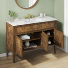 Modway Elysian 48" Wood Single Sink Bathroom Vanity - White/Brown-Concealed Kitchen Hinges