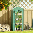Outsunny 4 Tier Mini Greenhouse with Screen Roof - Green- Four-tier plant shelf increases space for healthy plant development
 