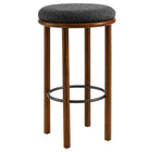Modway Fable Boucle Fabric Bar Stools - Walnut Charcoal - Set of 2-Metal Stretcher