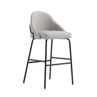 Manhattan Comfort Gracie 22" Modern Leatherette Upholstered Barstool - Stone and Black - 3 Pack-Weight Capacity: 275 Lbs. Each