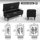 HOMCOM Flip Top Storage Ottoman Bench for End of Bed - Black-Covered hardwood feet are raised to keep from scratching the floor;