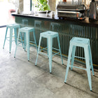 Flash Furniture Commercial Grade 30" High Backless Distressed Green-Blue Metal Indoor-Outdoor Barstool-Backless Design