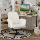 Homy Casa Adjustable Height Fabric Office Chair with Armrest-Beige-360-Degree Swivel: Enjoy full mobility with the chair's smooth 360-degree swivel function, allowing for easy movement and access to different areas of your workspace.

