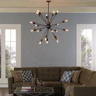 Modway Beam Stainless Steel Chandelier - Grey-Fits twenty E26 25W bulbs (Not Included)