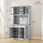 HOMCOM 71" H Pantry Cabinet with Microwave Space and Buffet Hutch - Grey-Sleek, modern design with glass and shaker doors for home decor 