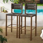 Modway Parkland Outdoor Patio Rattan and Aluminum Bar Stools - Walnut - Set of 2-Aluminum Frame with Wood Finish