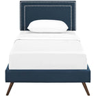 Modway Virginia Fabric Twin Platform Bed with Round Splayed Legs - Azure-Mounts in Four Locations