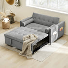 HOMCOM Pull Out Sleeper Sofa Bed with USB Ports - Grey-Includes two pillows for extra comfort and flexibility, pillow covers are zipped for easy cleaning