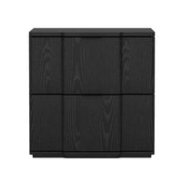 Manhattan Comfort Clive 22" Mid-Century Modern 2-Drawer Nightstand - Black-Clean-lined nightstand crafted from manufactured wood with metal accents for a refined, modern bedroom look