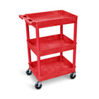 Luxor Polyethylene 3-Shelf Tub Cart - Red-Multipurpose utility cart