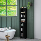 HOMCOM Tall Bathroom Linen Tower Cabinet with Adjustable Shelves - Black-Black finish is applicable to most modern residency