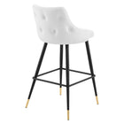 Modway Adorn Performance Velvet Bar Stool - White - Set of 2-Comes Fully Assembled
