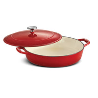 Tramontina 4 Qt Enameled Cast Iron Covered Braiser - Gradated Red-Cast iron construction provides superior heat retention and distribution
