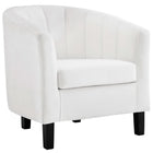 Modway Prospect Channel Tufted Performance Velvet Armchair - White-Modern Barrel Back Armchair