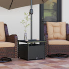 Outsunny 22" Outdoor Rattan Wicker Patio Coffee Table with Umbrella Hole - Black-Quality PE wicker are strong enough to withstand all weather conditions