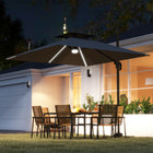 Outsunny 8' Cantilever Patio Umbrella with Solar Powered LED Lights-Canopy rotates 360 degrees, covering you all day