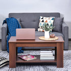 HOMCOM Modern Lift Top Coffee Table Convertible Tea Desk - Brown-Reinforced metal side hinge provides safe standing on the floor