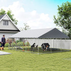PawHut Outdoor Dog Kennel with Roof and Steel Fence - 19.7' x 14.8' x 7.9'-Galvanized steel and stable latch for safety 