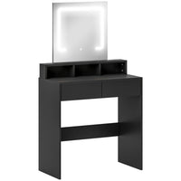 HOMCOM Makeup Vanity Desk with Mirror and Lights - 29.5" L x 15" W x 53.1" H - Black-LED lights with three colour options enhance makeup application 