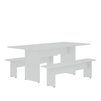 Manhattan Comfort Nomad 67.91" Modern Dining Set - White - Set of 3-3-Piece Modern Modern Dining Set for Dining Room Use