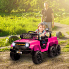 Qaba 12V 7A Kids Electric RC Car w/ 4WD/2WD Switch - Pink-Provide 1 hour realistic and funny play time 