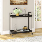Hudson&Canal Cooper 33"W Bar Cart - Blackened Bronze-Hand crafted blackened bronze finish applied to a steel frame