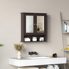 Kleankin Wall Mount Medicine Cabinet with Mirror - Espresso-Solid MDF with painted surface for stability and easy cleaning