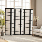 HOMCOM 6 Panel Freestanding Room Divider - White-The solid paulownia wood frame ensures durability and stability 
