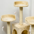 PawHut 71" Cat Tree Tower with Scratching Post, Houses and Toys - Beige-Ladder included make your kitten up and down easily 