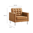 Modway Loft Tufted Vegan Leather Armchair - Silver Tan-Vegan Leather Upholstery