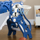 Qaba 3 in 1 Toddler Slide for Indoor with Basketball Hoop, Climber - Blue-Colour: Blue, Grey 