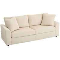 HOMCOM 3 Seater Upholstered Sofa Couch for Bedroom - Cream White-Spring pack and high-density sponge ensure lasting seat comfort