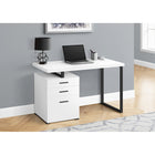 Monarch Specialties 7646 48" Computer Desk - White/Black Metal/L/R Face-Durably designed with a white laminate finish and a sturdy black metal u-shaped leg for a contemporary look, with an easy to clean top perfect for study, writing, or working on your laptop.