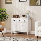HOMCOM 39.4" L Sideboard Buffet Cabinet with Storage - White-Melamine faced particleboard provides stable support