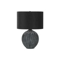 Monarch Specialties 23" H Contemporary Table Lamp - Black Ceramic / Black Shade-With a bold and contemporary design, this 23"h table lamp with a black ceramic textured base, a wide black fabric shade that is finished with a round black finial on top, will add style to any room