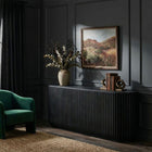 Modway Fortitude 75" Curved Sideboard Storage Cabinet - Black-Non-Marking Foot Caps