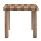 Modway Oscar 36" Square Checkered Dining Table - Walnut and Dark Walnut-Assembly Required