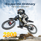 Gyrocopters ZX3 Electric Dirt Bike for Adults - Speed upto 60 kmph - PAS Range upto 161 km - Peak 2800W - 24" - Yellow-Rule over mud, sand, gravel, and snow with heavy-duty full suspension, dual disc brakes, and savage 24.5" knobby tires