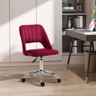 Vinsetto Armless Swivel Computer Desk Chair - Red-Soft and chic velvet-touch fabric